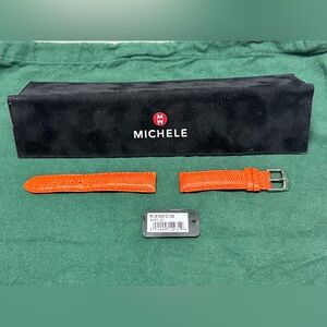 Michele women’s watch bands leatherr orange